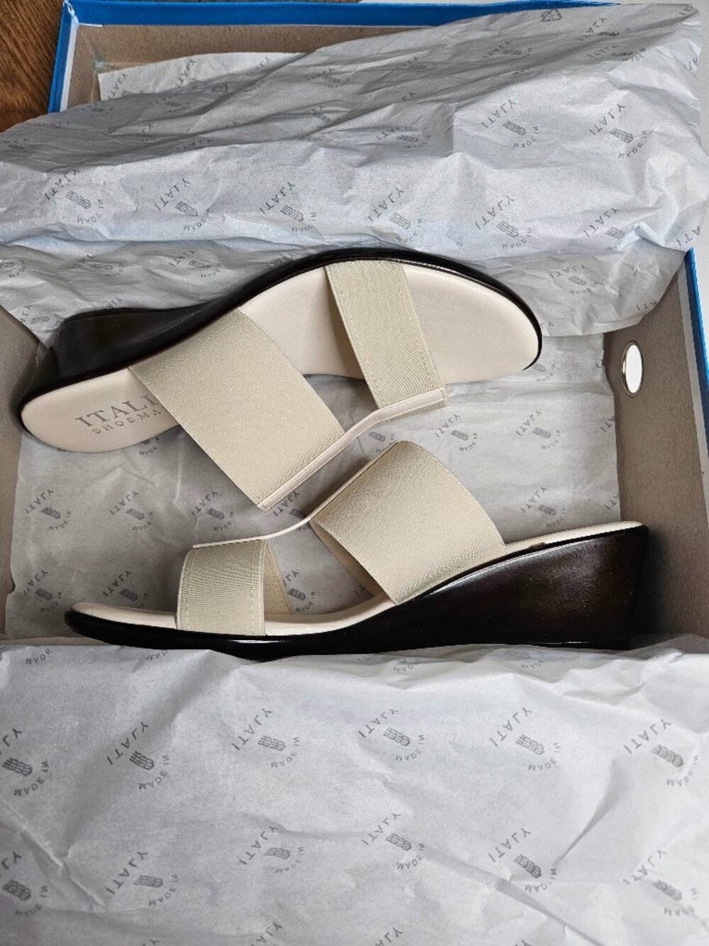 Italian Shoemakers Sadey Stretch Elastic Wedges, Made in Italy, Size 7, Natural - Picture 10 of 13